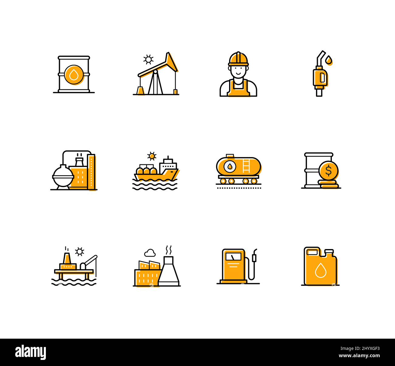 Oil industry - modern line design style icons set Stock Vector Image ...