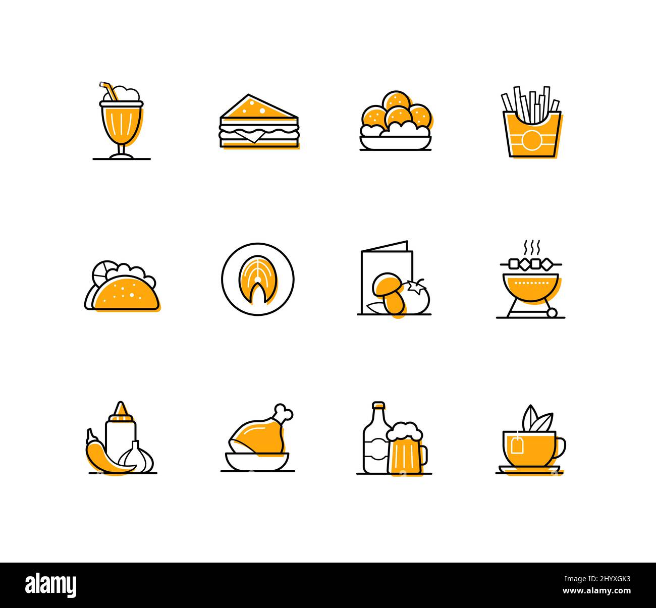 Food and drink - modern line design style icons set Stock Vector Image ...
