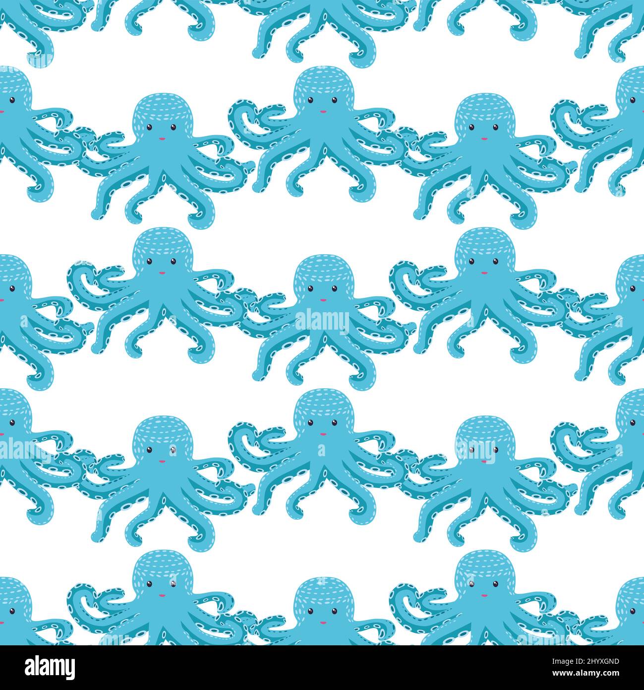 Seamless pattern with cute octopus, seaweed and pearl. Childish ...