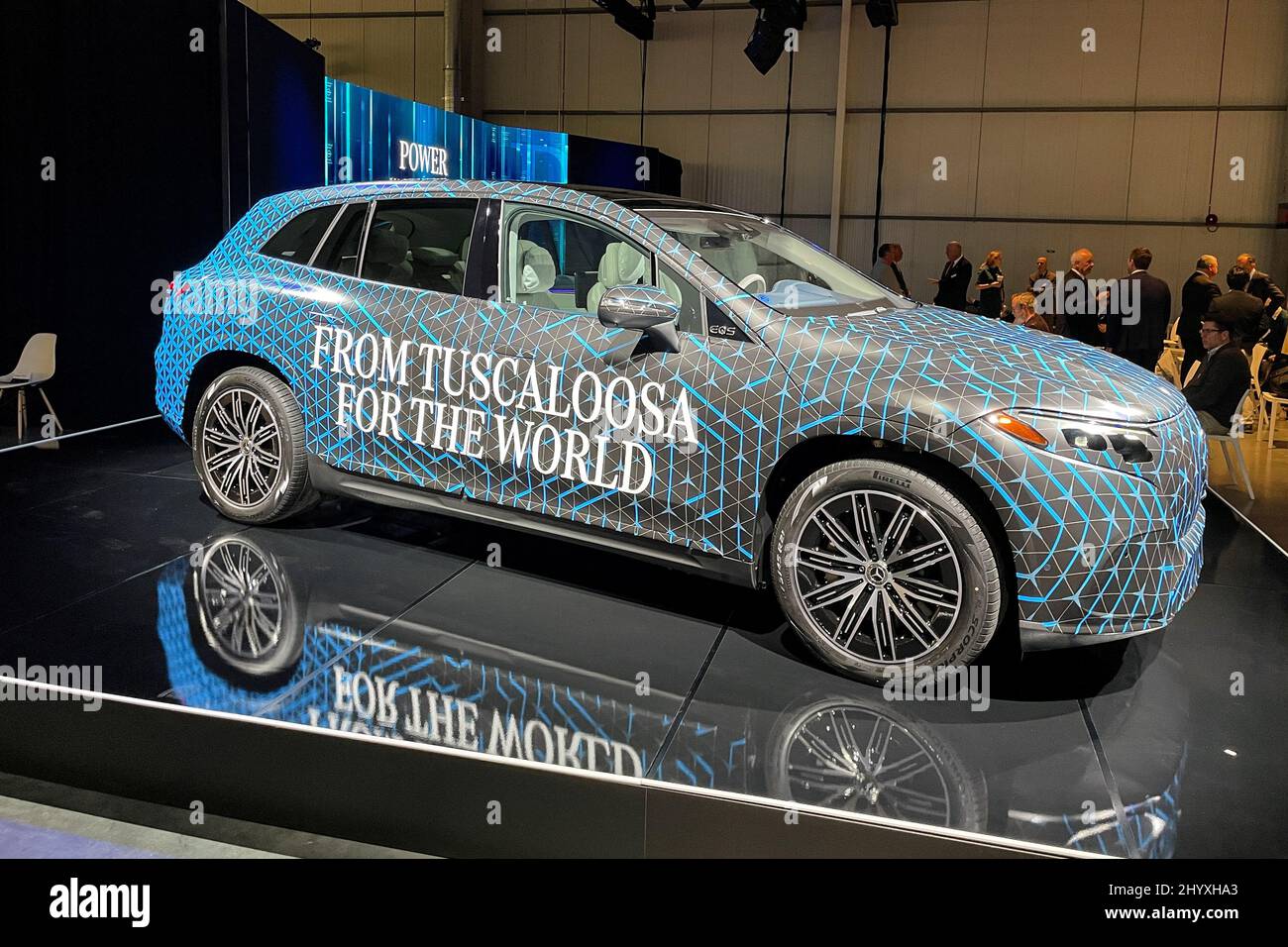 A camouflaged prototype of the new MercedesBenz EQS Electric SUV is