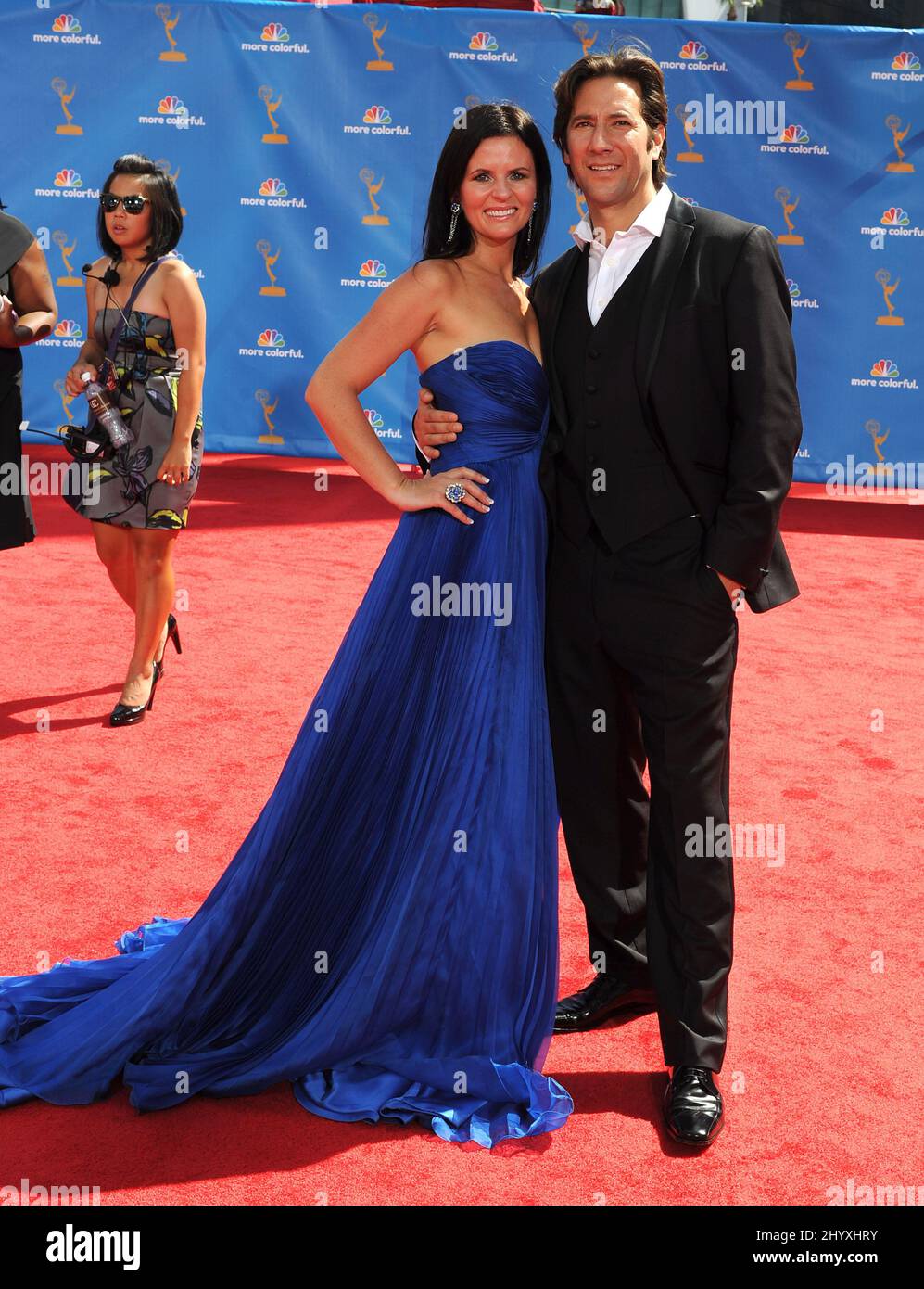 Henry Ian Cusick and wife Annie arriving at the 62nd Annual Primetime Emmy Awards held at the Nokia Theatre, Los Angeles. Stock Photo