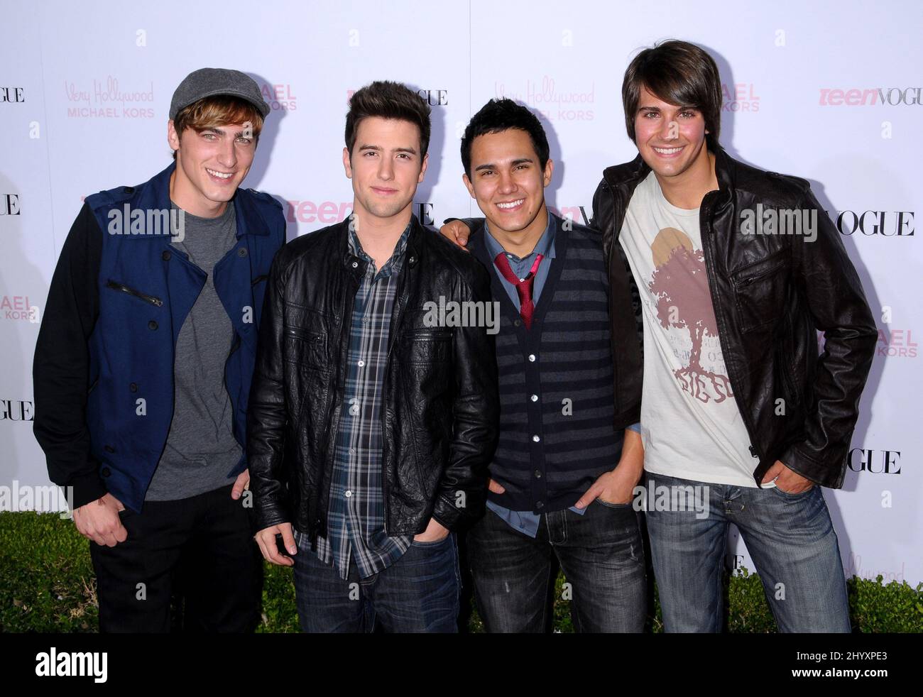 Big Time Rush (L-R) Kendall Schmidt, Logan Henderson, Carlos Pena and James Maslow during the '8th Annual Teen Vogue Young Hollywood Party' held at Paramount Studios, Los Angeles Stock Photo
