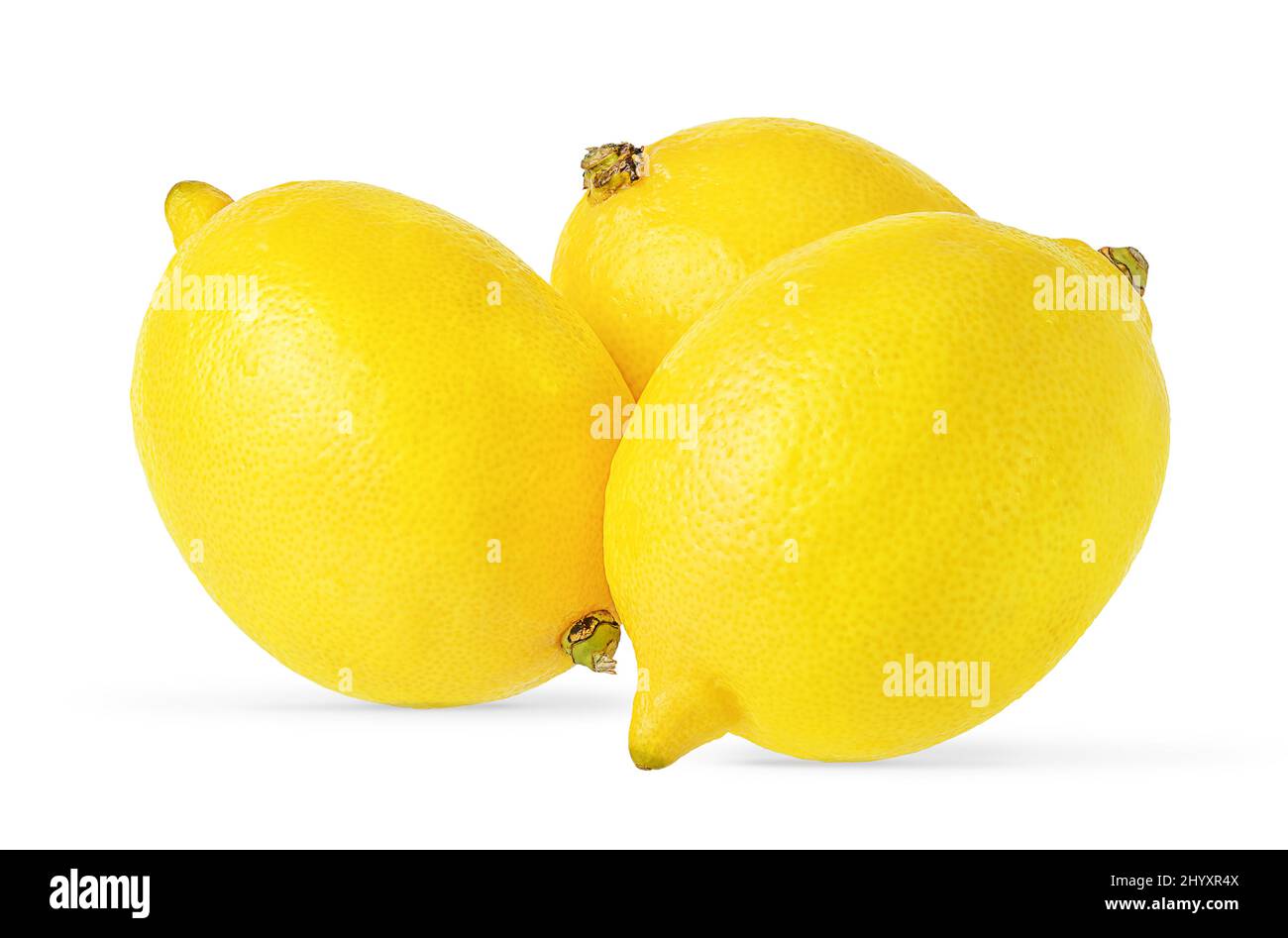 Three lemons isolated on white background with clipping path. Stock Photo