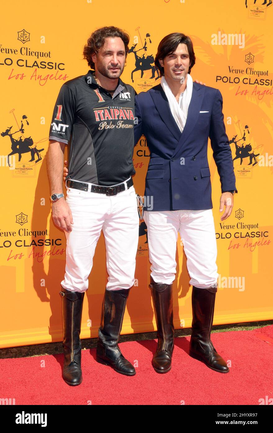 Rico Mansur and Nacho Figueras at The Veuve Clicquot Polo Classic held at Will Rogers State Historic Park in Los Angeles, USA. Stock Photo