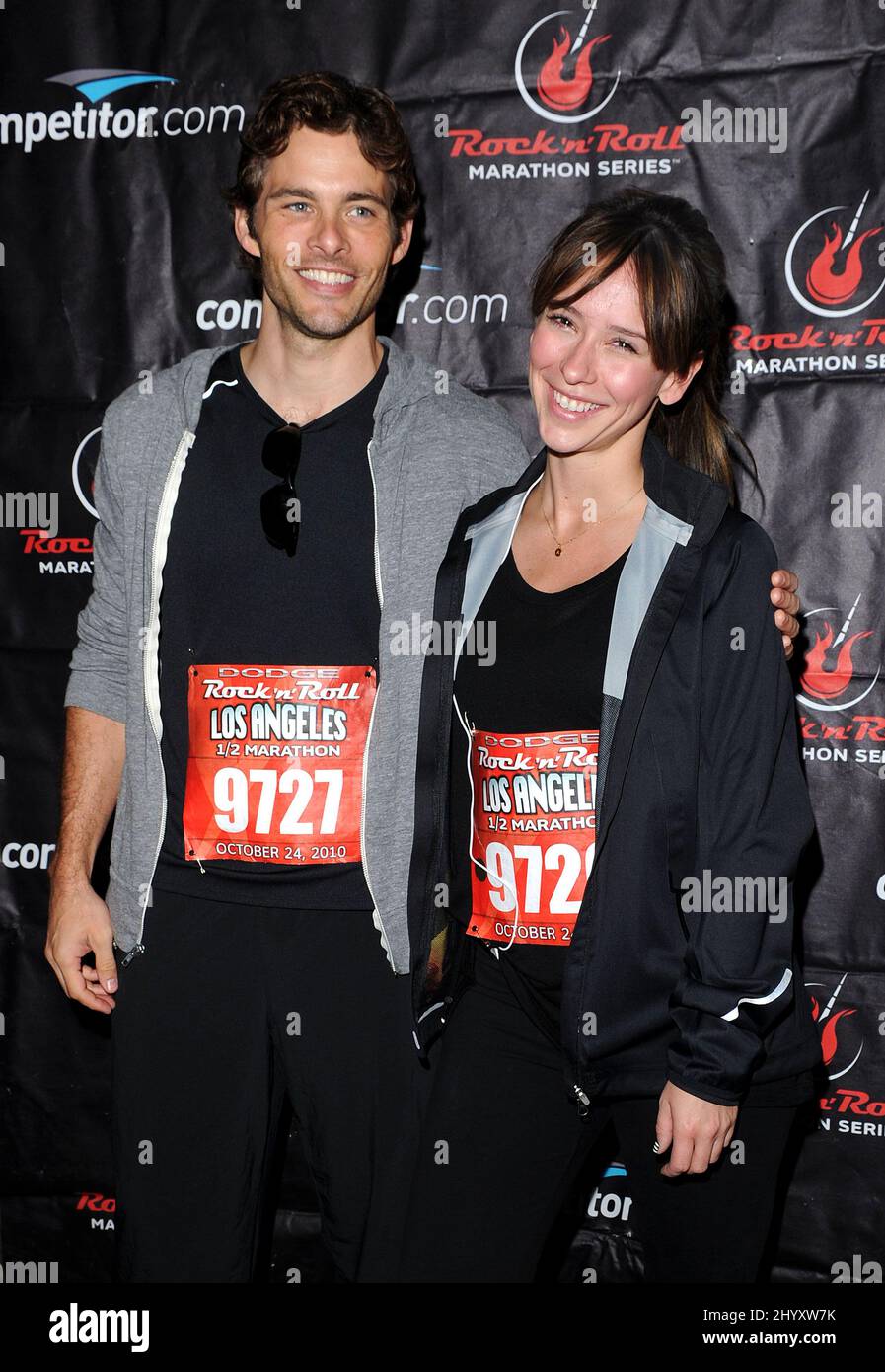 James Mardsen and Jennifer Love Hewitt at the Dodge Rock n Roll Los Angeles Half Marathon, held around Los Angeles, CA. Stock Photo