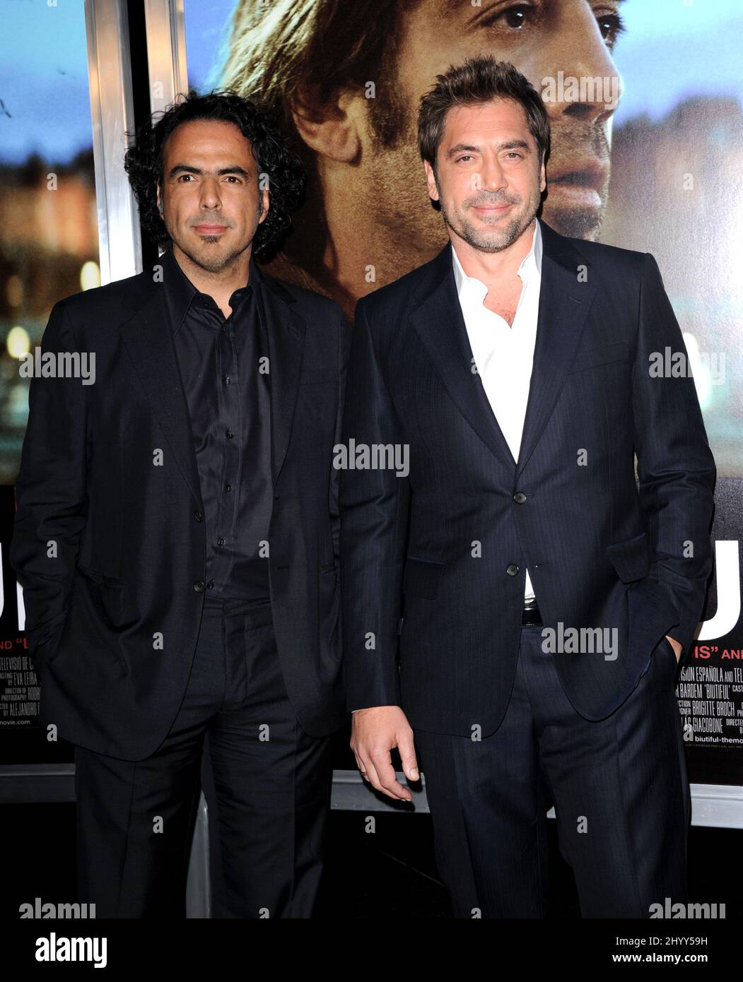 Alejandro Gonzalez Inarritu and Javier Bardem at the 'Biutiful' Premiere, held at the DGA Theater, Los Angeles. Stock Photo