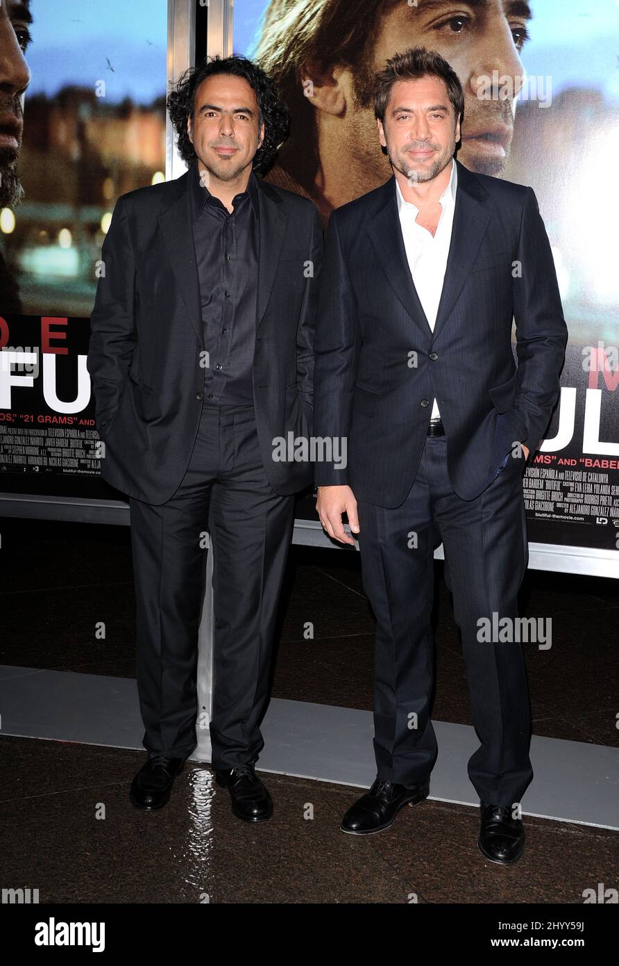 Alejandro Gonzalez Inarritu and Javier Bardem at the 'Biutiful' Premiere, held at the DGA Theater, Los Angeles. Stock Photo