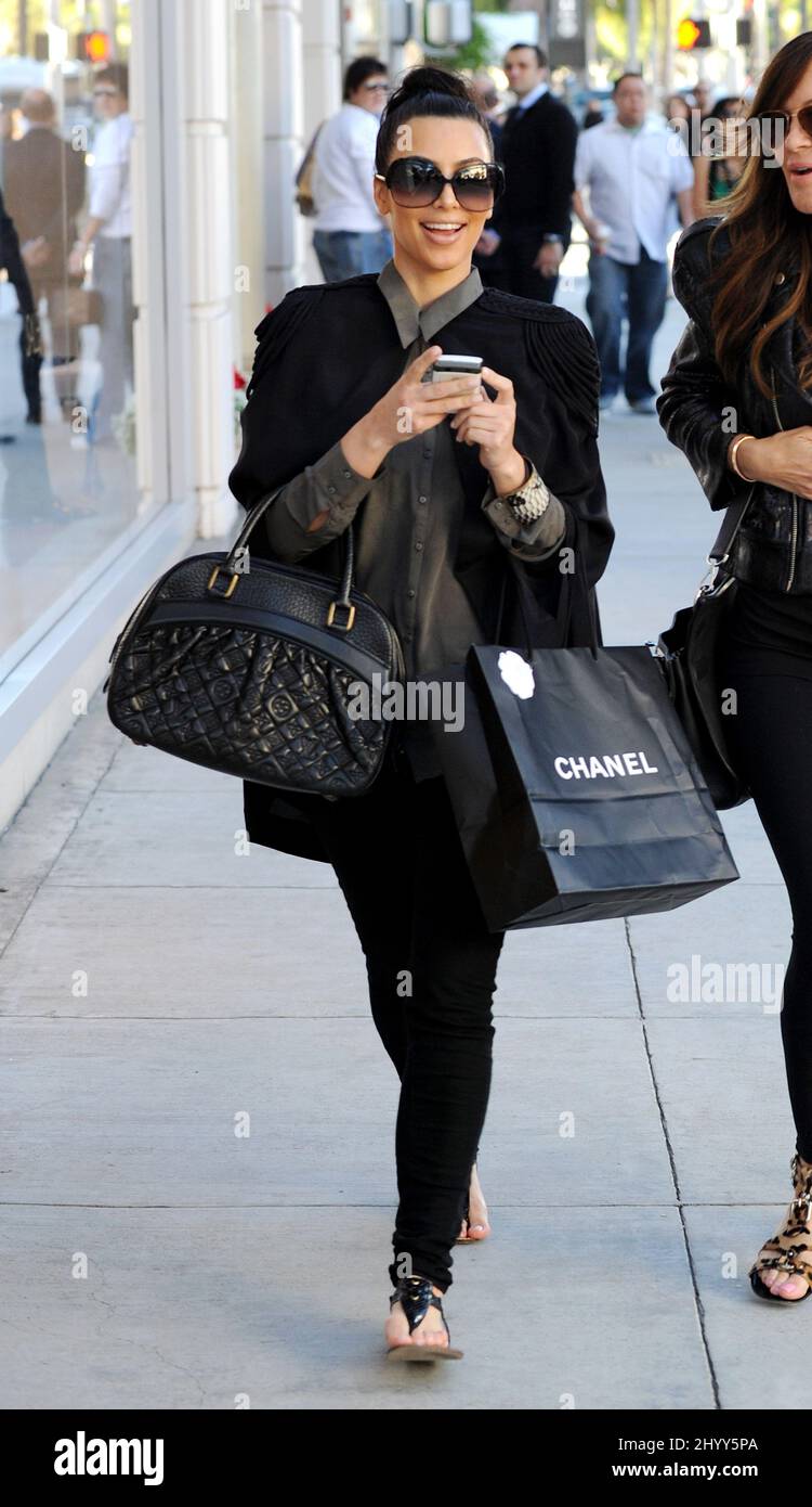Kim Kardashian shopping at the Chanel store on Rodeo Drive, Beverly ...