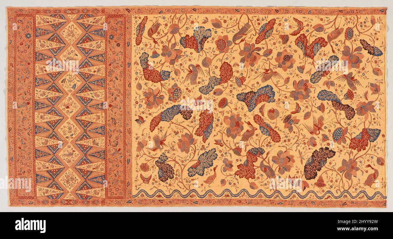 Woman's Hip Wrapper (Sarung Bang Biru Hijau). Indonesia, Java, Semarang, circa 1880. Costumes; principal attire (lower body). Hand-drawn wax resist (batik) on machine-woven cotton, natural dyes Stock Photo