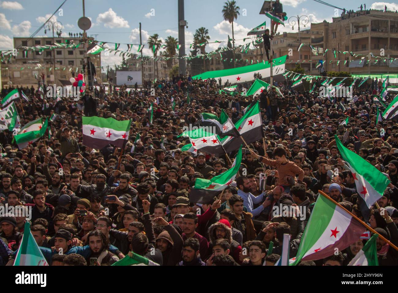 March 15, 2022: Thousands of Syrians celebrate the eleventh anniversary