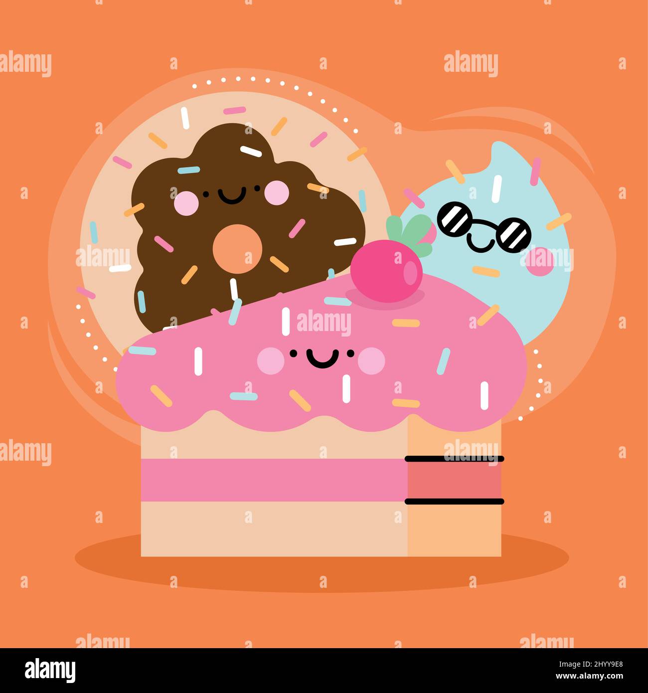 sweet pastry products kawaii characters Stock Vector Image & Art - Alamy