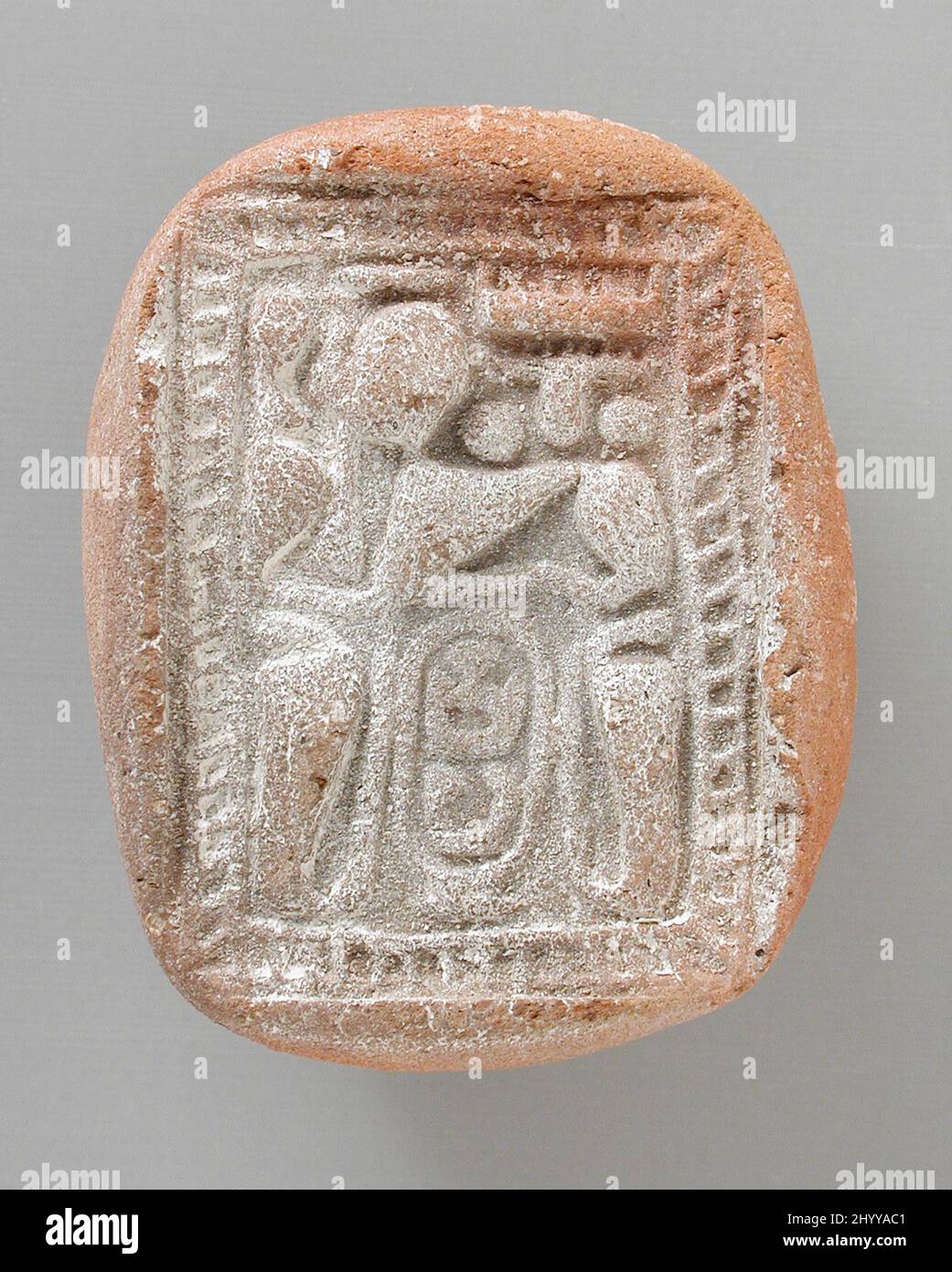 Mold with Illegible Cartouche, but probably Throne Name of Thutmose III. Egypt, New Kingdom, 18th - 20th Dynasty (1569 - 1081 BCE). Tools and Equipment; molds. Terracotta Stock Photo