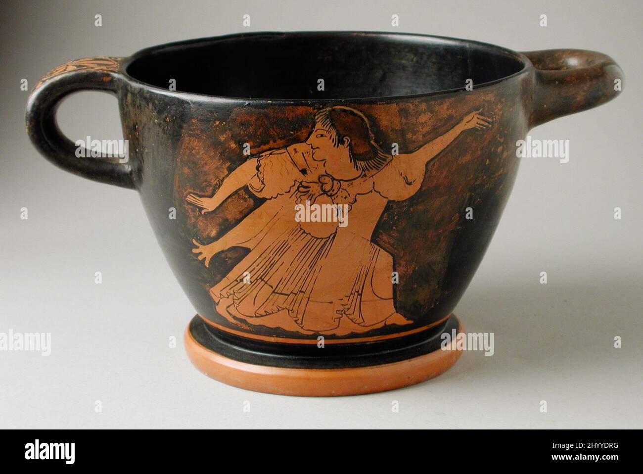 Red-Figure Skyphos with (A) Satyr and (B) Maenad Stock Photo
