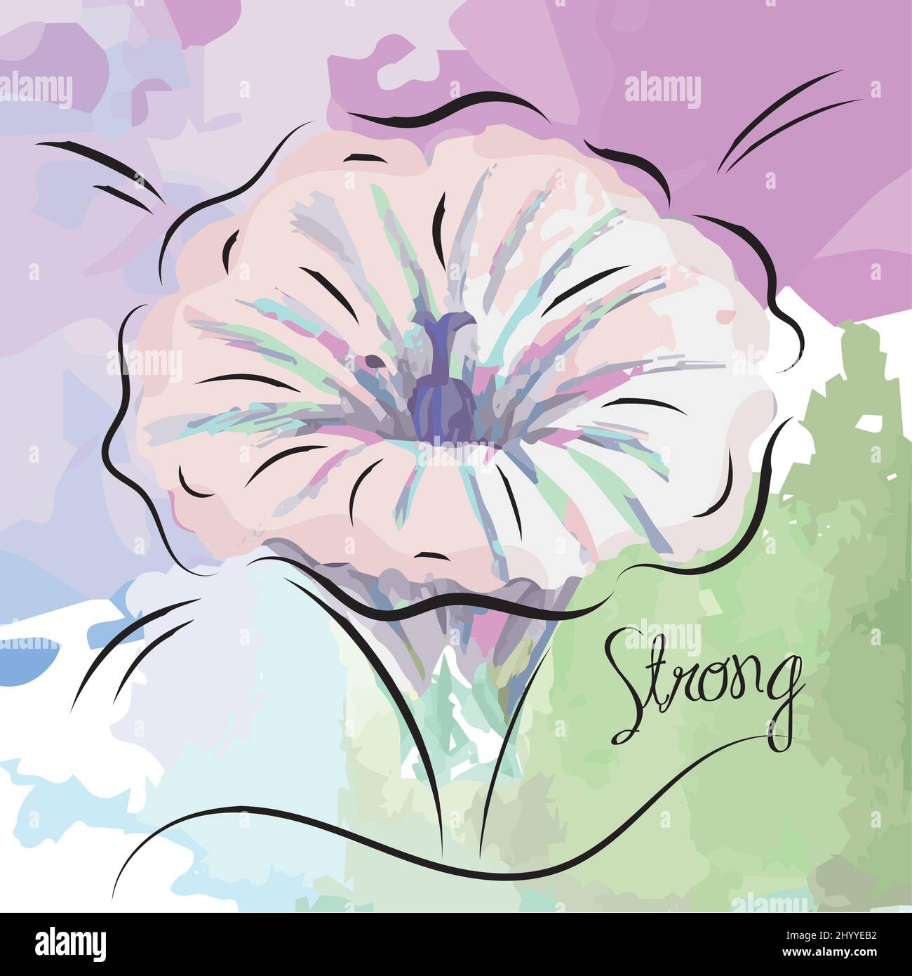 Sketch of violet flower watercolor background Vector Stock Vector Image ...