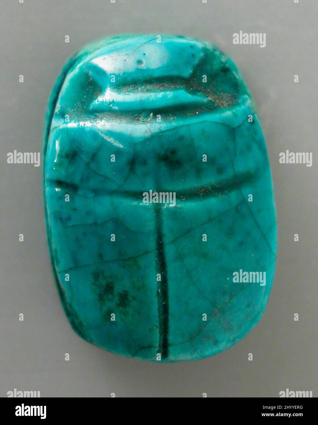 Green-Blue Faience Scarab. Egypt, 12th - 25th Dynasty (1991 - 525 BCE). Sculpture. Blue-green faience Stock Photo