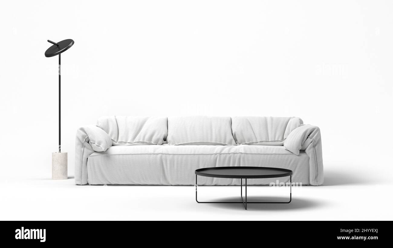 Minimalist Interior of modern living room 3 D rendering Stock Photo - Alamy