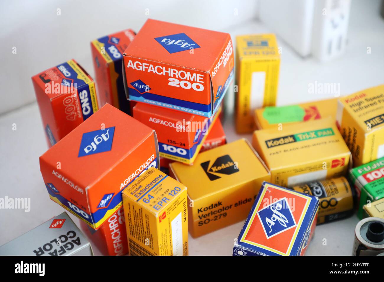 Agfachrome 200 and Kodak Tri X-pan at a camera museum, Vadstena, Sweden. Stock Photo