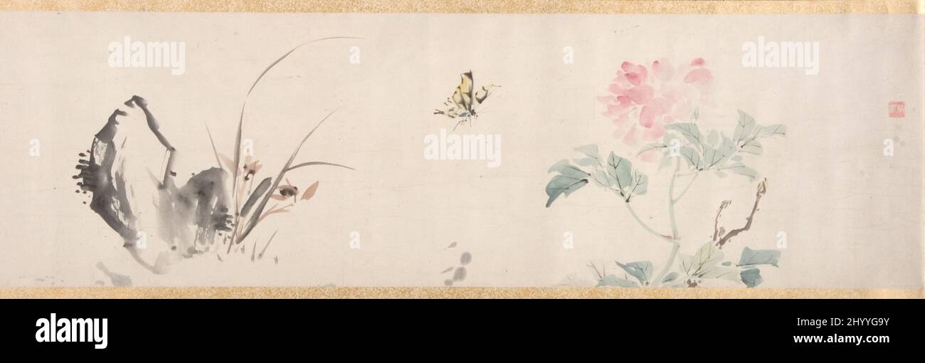 Birds and Flowers. Okamoto Shūki (Japan, 1807-1862). Japan, 19th century. Paintings; scrolls. Handscroll; ink and color on paper Stock Photo