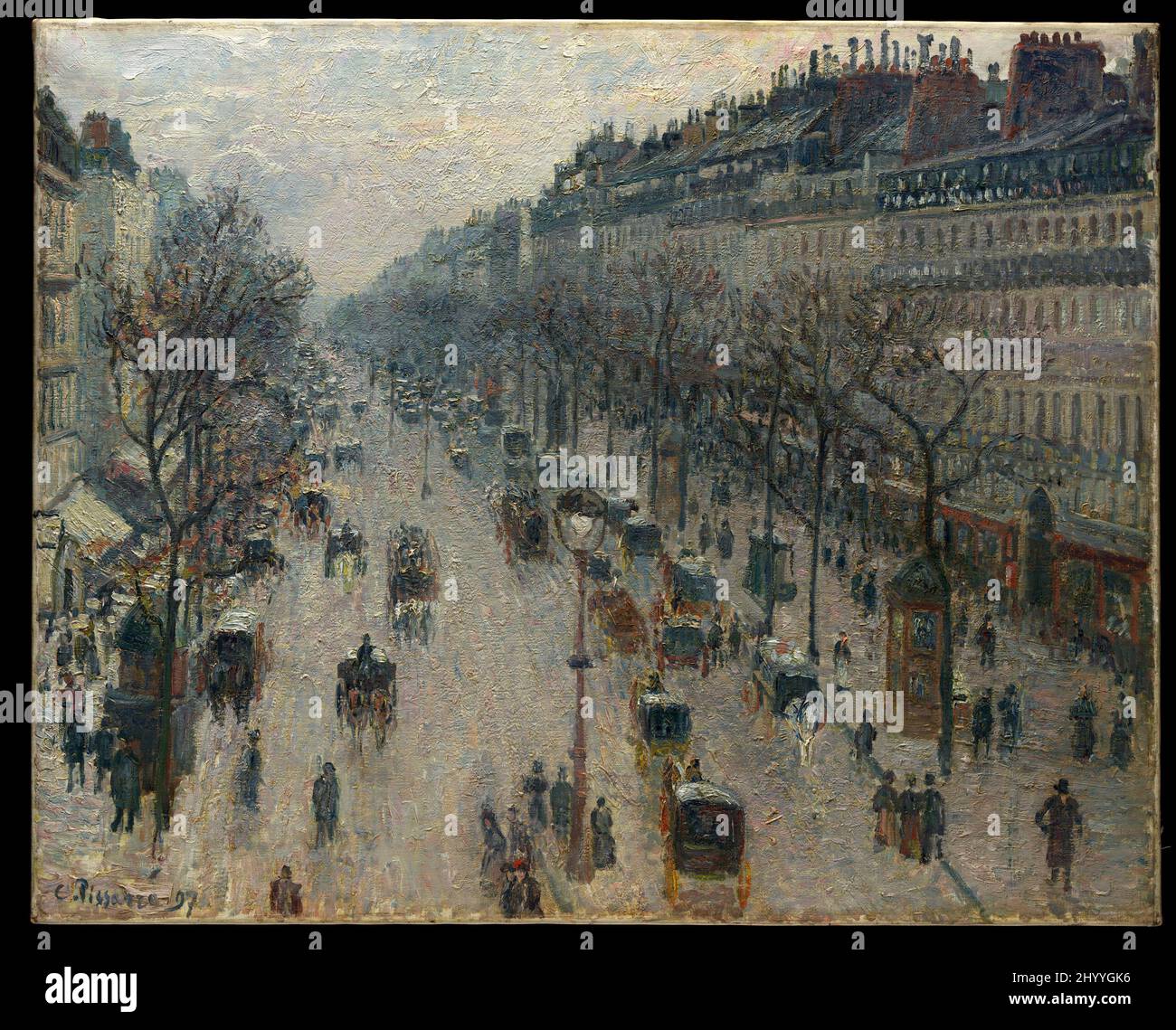 The Boulevard Montmartre on a Winter Morning.  Camille Pissarro.  1897. Stock Photo