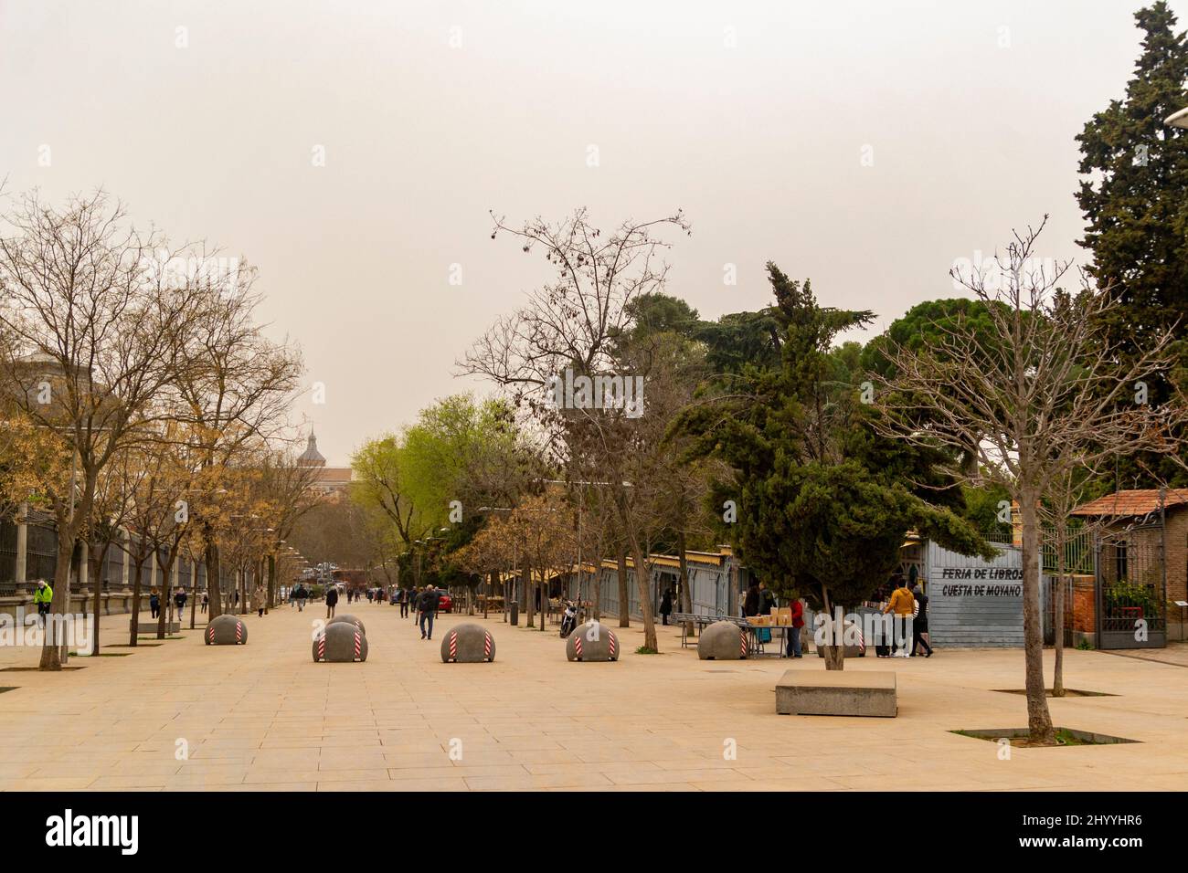 Dust haze of the Sahara desert in Madrid. The capital of Spain covered