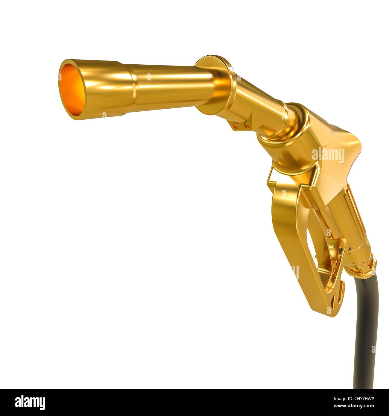 gold gasoline pump on the white background. 3d render Stock Photo