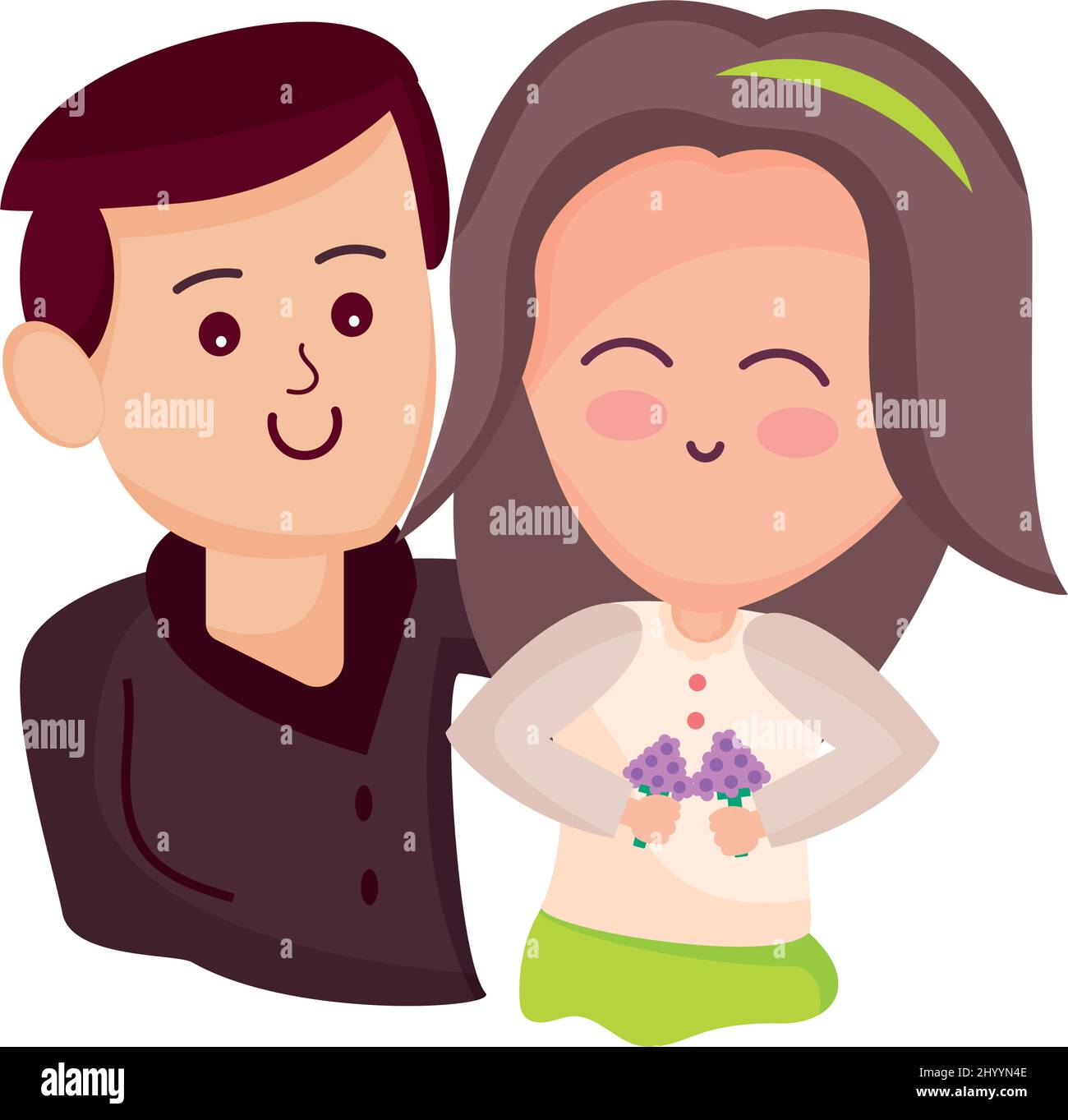 Isolated happy couple characters hugging each other Vector Stock Vector