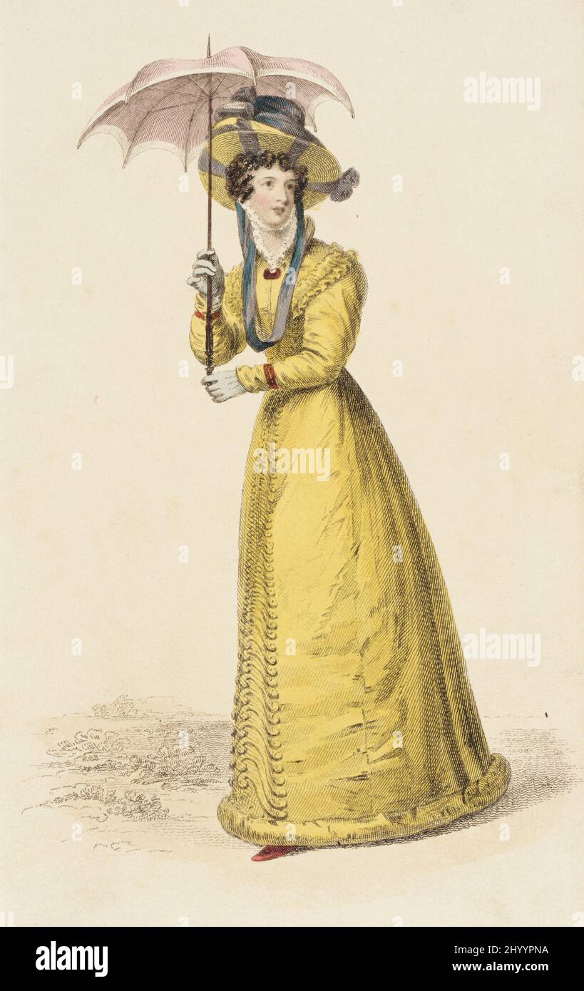 Fashion Plate, ‘Walking Dress’ for ‘The Repository of Arts’. Rudolph Ackermann (England, London, 1764-1834). England, London, July 1, 1826. Prints; engravings. Hand-colored engraving on paper Stock Photo
