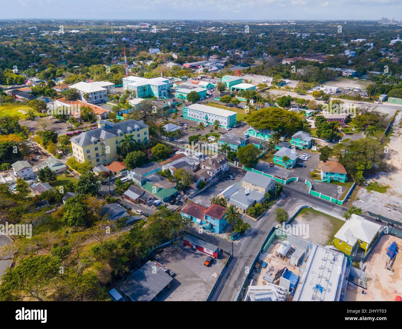 Nassau historic downtown aerial view, Nassau, New Providence Island ...