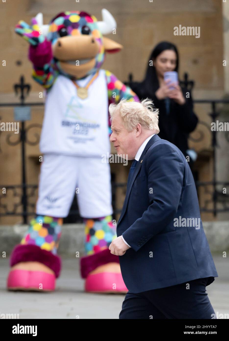 March 14th, 2022. London, UK. Prime Minister Boris Johnson arriving at the Commonwealth Day Service, Westminster Abbey, London. Credit: Doug Peters/EMPICS/Alamy Live News Stock Photo