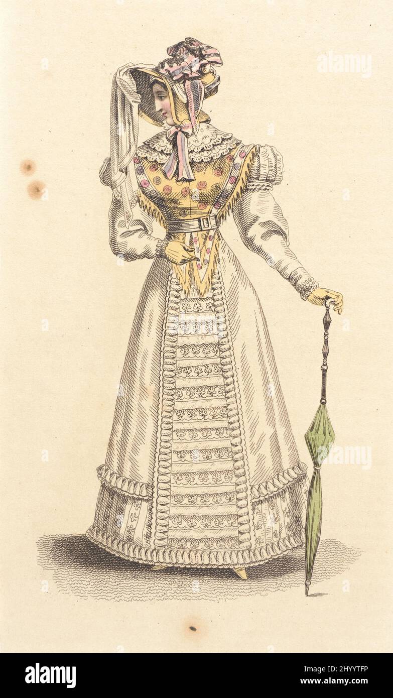 Fashion Plate, 'Public Promenade Dress' for 'La Belle Assemble'. John Bell  (England, 1745 - 1831). England, London, October 1, 1824. Prints;  engravings. Hand-colored engraving on paper Stock Photo - Alamy