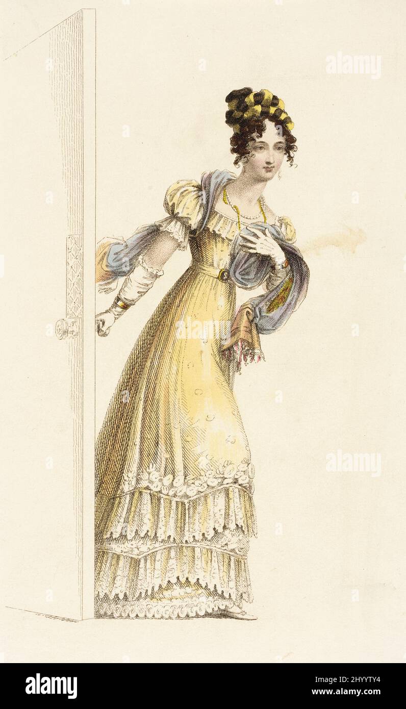 Fashion Plate, 'Evening Dress' for 'The Repository of Arts'. Rudolph  Ackermann (England, London, 1764-1834). England, London, April 1, 1826.  Prints; engravings. Hand-colored engraving on paper Stock Photo - Alamy