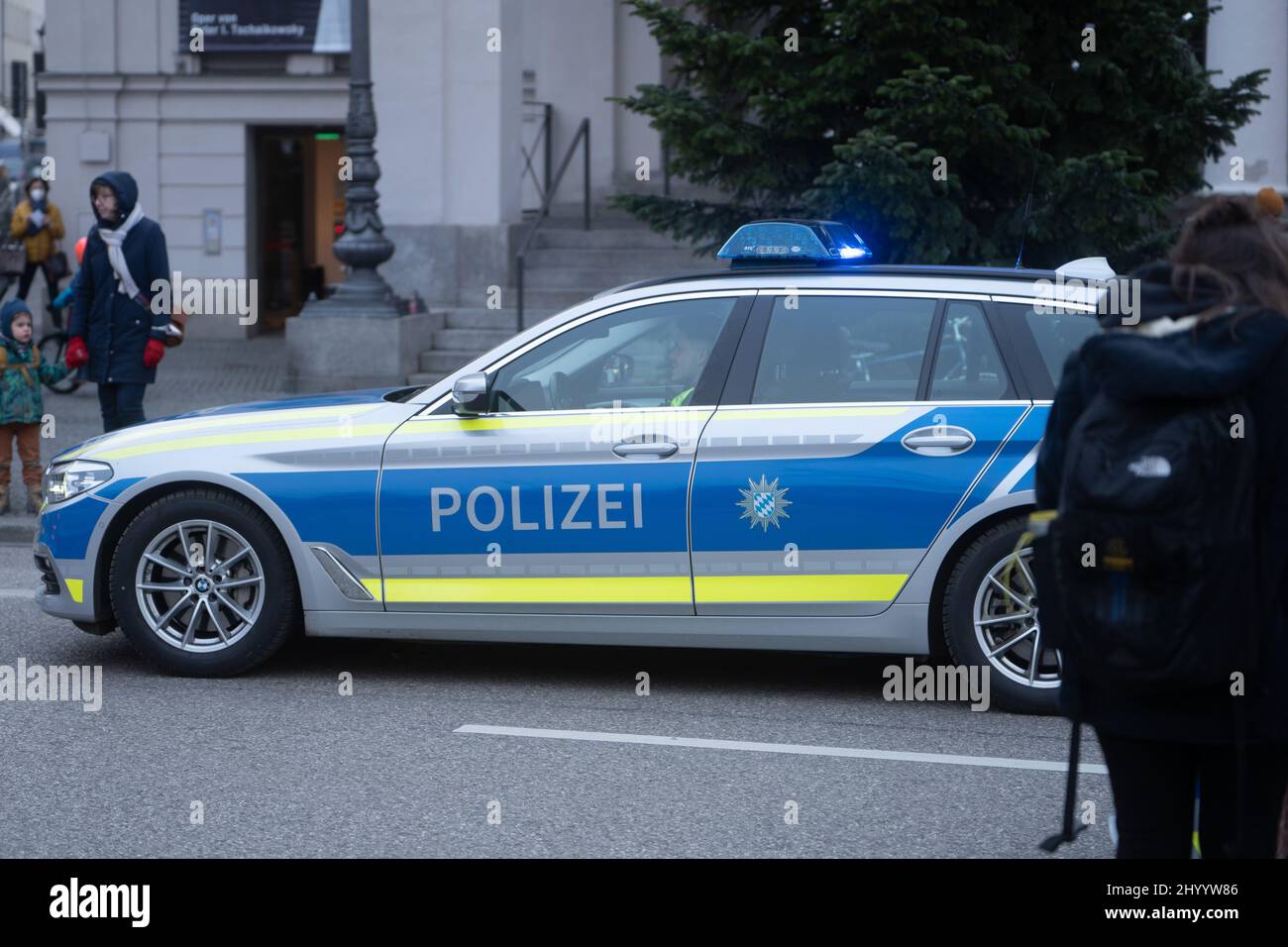 Police car with bluelight in operation. (Photo by Alexander Pohl/Sipa USA) Credit: Sipa USA/Alamy Live News Stock Photo