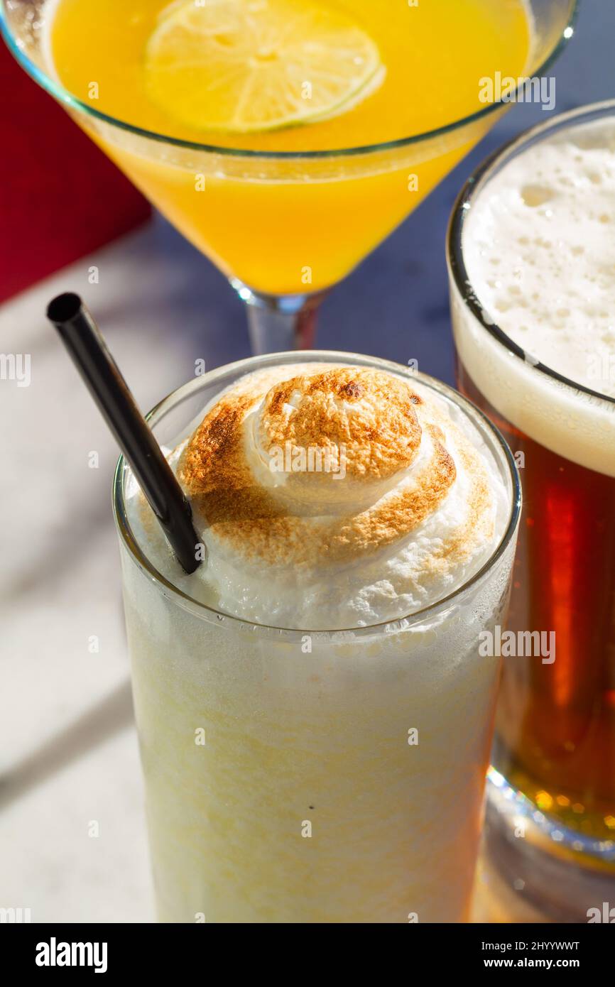 mango martini sluchy lemon cocktail amber lager beer grouped together