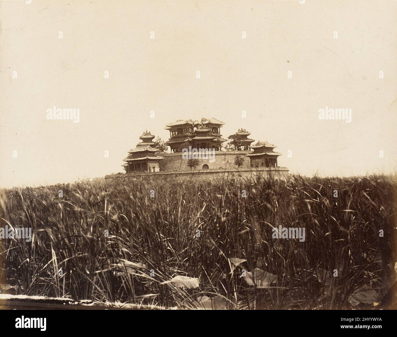 Temple Complex with Axial Gates on Circular Base. Attributed to Felice A. Beato (Italy, 1825-1908). Italy, 1860. Photographs. Albumen silver print Stock Photo