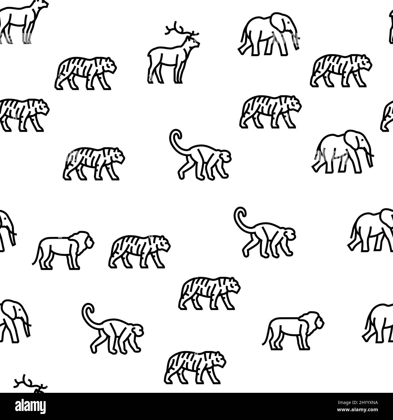 Zoo Animals, Birds And Snakes Vector Seamless Pattern Stock Vector