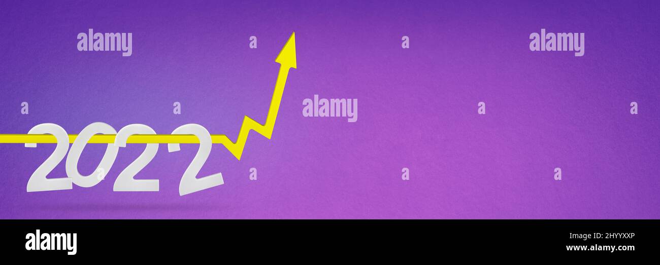 Financial crisis 2022. Price rise in 2022, yellow arrow pointing up as