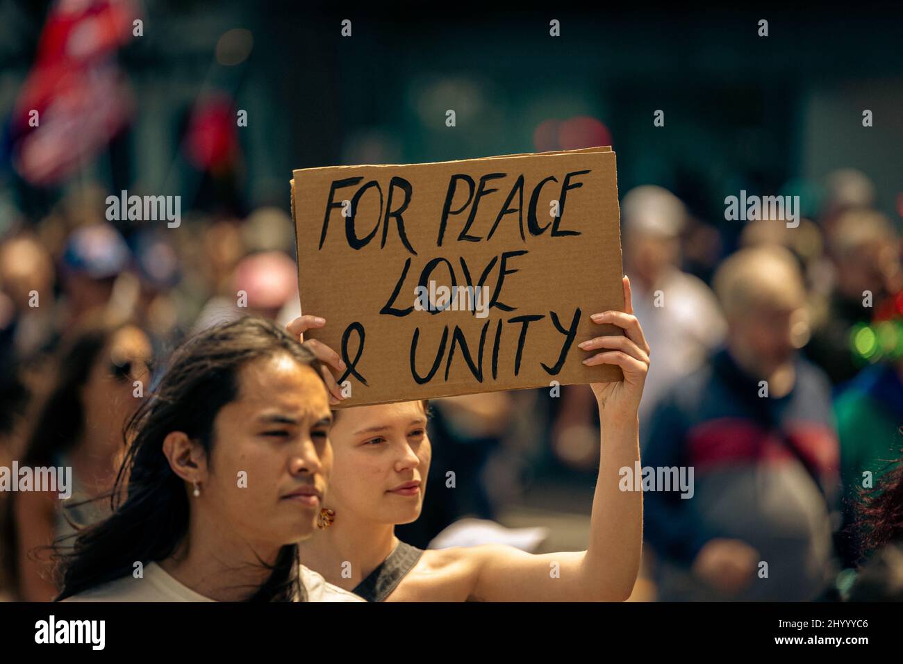 People on the freedom day protest in Melbourne, Australia Stock Photo ...