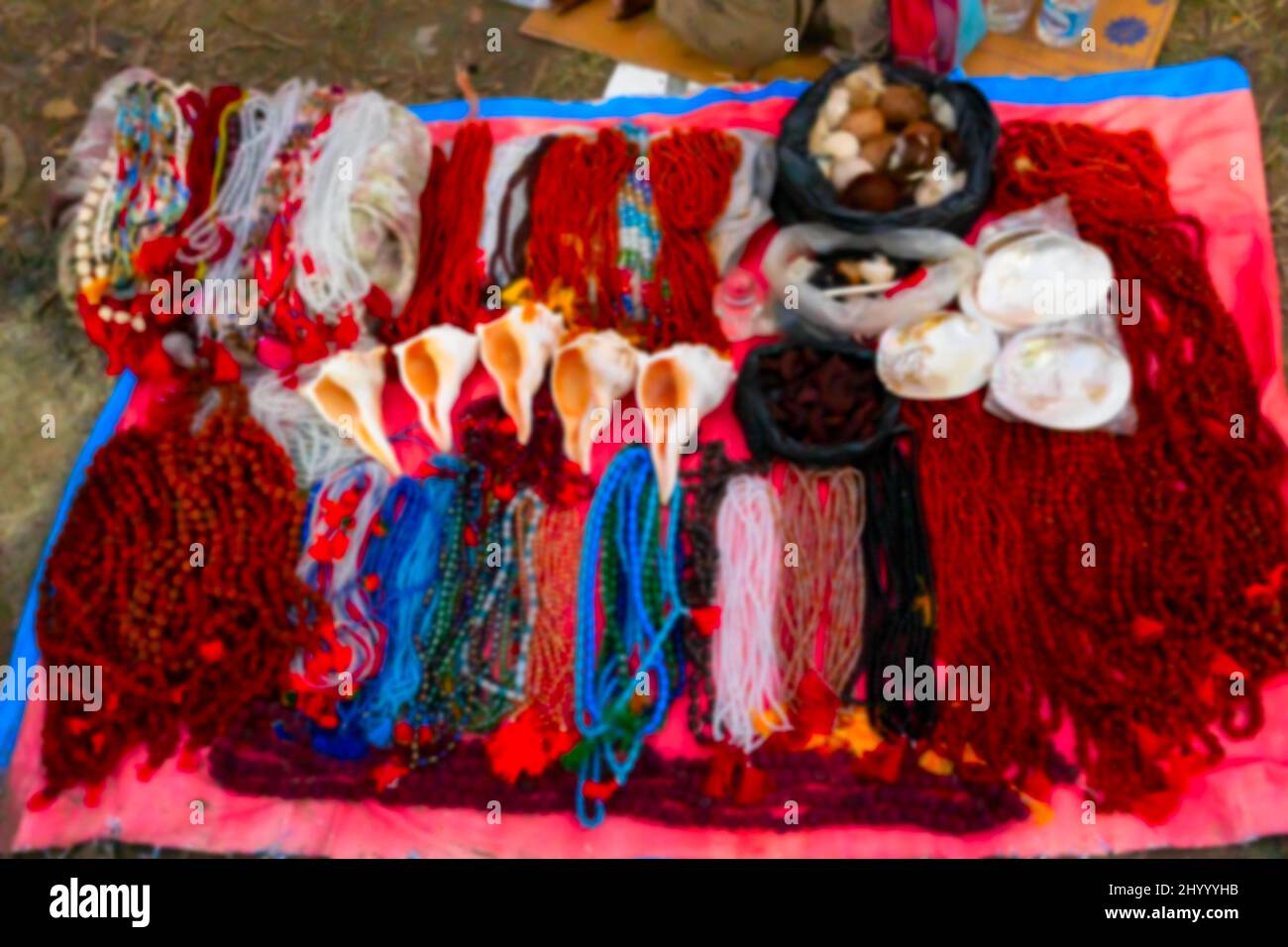 Blurred image of Kolkata, West Bengal, India. Various ornaments are