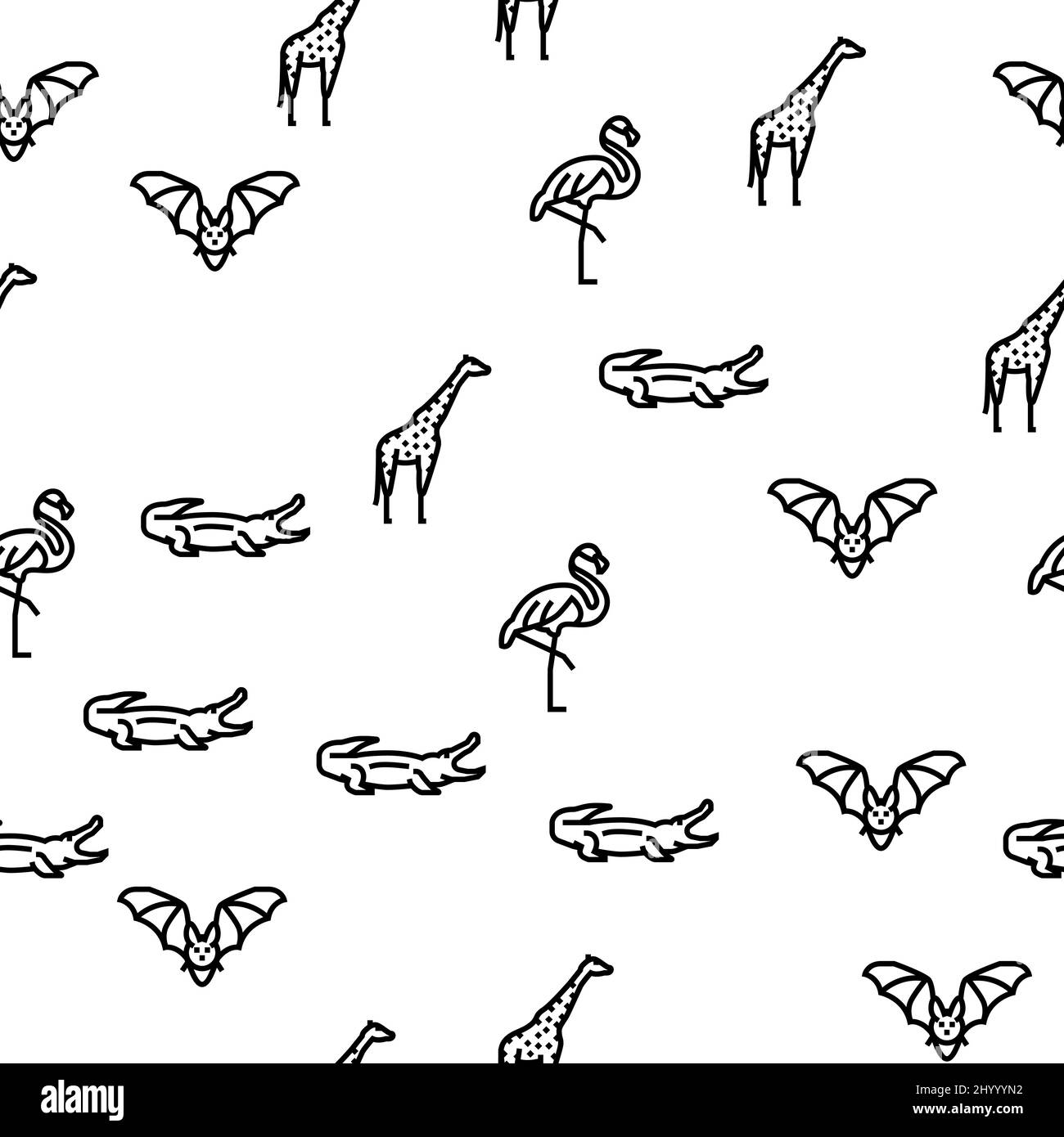 Zoo Animals, Birds And Snakes Vector Seamless Pattern Stock Vector