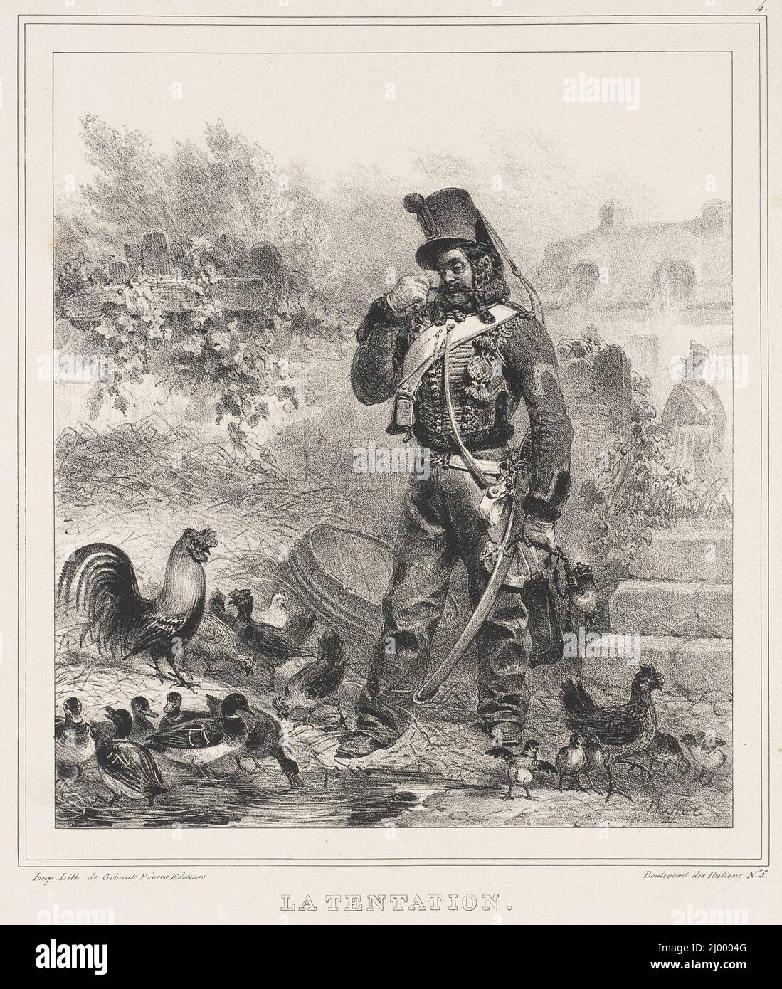 La Tentation. Auguste Raffet (France, Paris, 1804-1860). France, circa 1833. Prints; lithographs. Lithograph Stock Photo