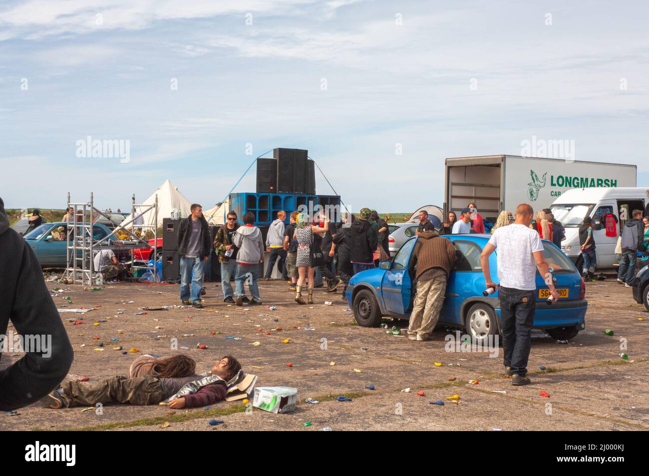Illegal rave, sound stage and dancers, Dale Airfield, May 2010 ...