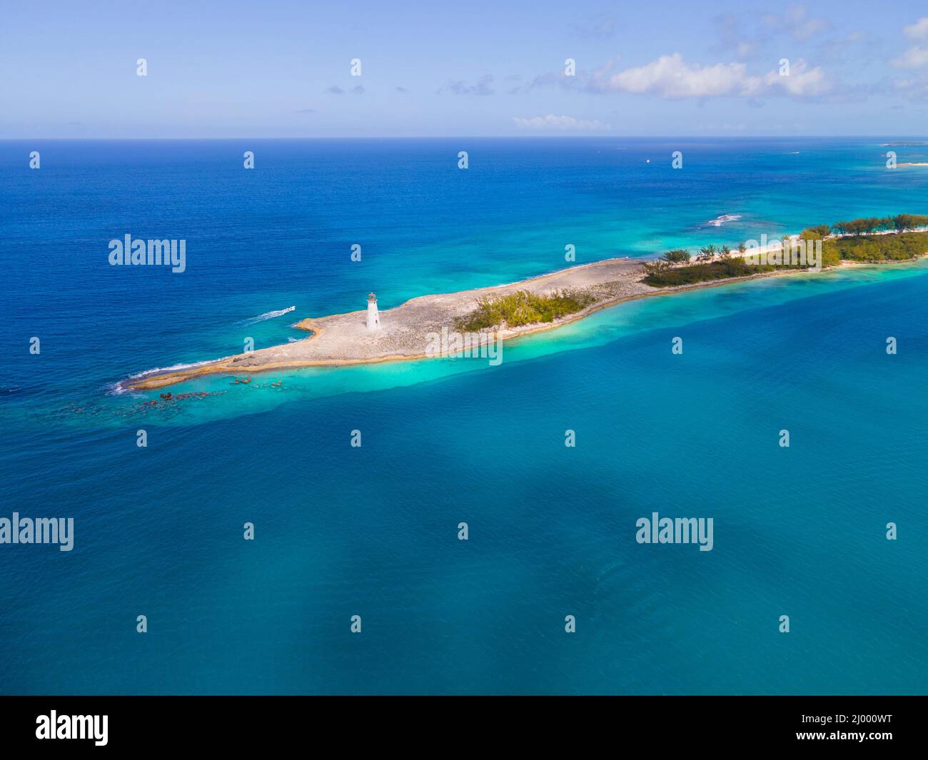 Nassau Harbour Lighthouse aerial view on Paradise Island, Nassau