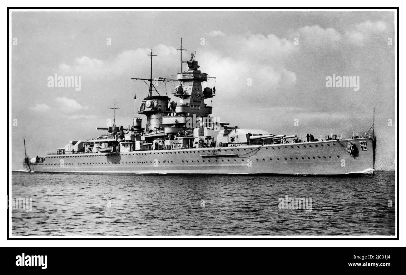 Admiral Graf Spee Pocket Battleship WW2 Kriegsmarine Nazi Germany 1936 Admiral Graf Spee was a Deutschland-class 'Panzerschiff' (armored ship), nicknamed a 'pocket battleship' by the British, which served with the Kriegsmarine of Nazi Germany during World War II. Stock Photo