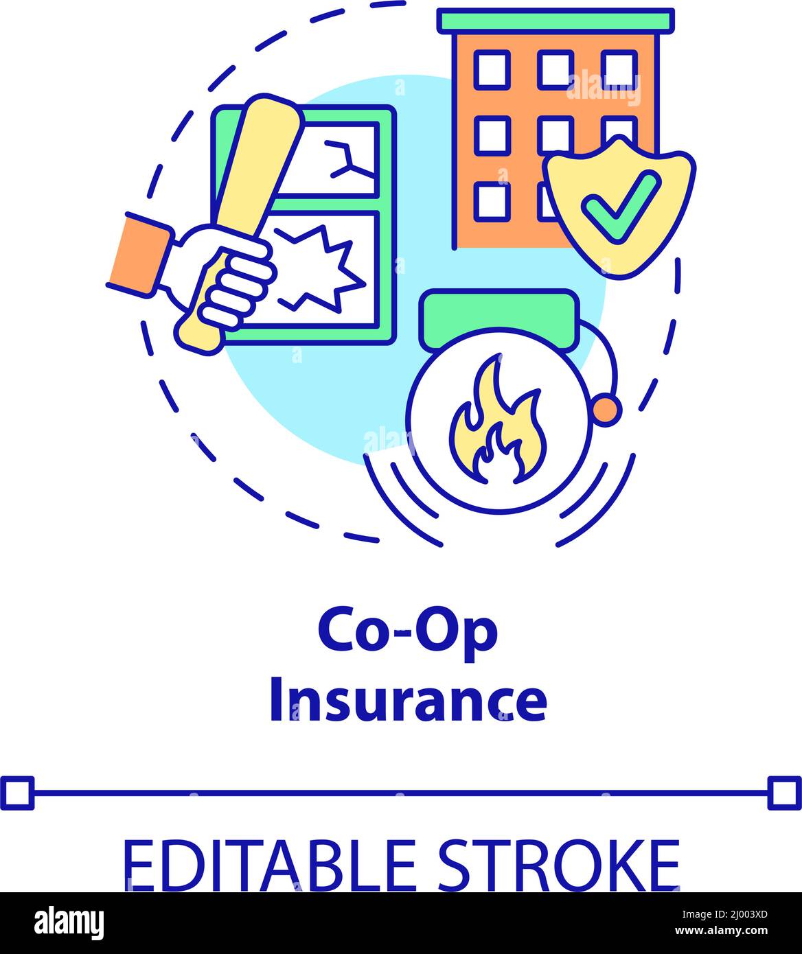 Co-Op insurance concept icon Stock Vector
