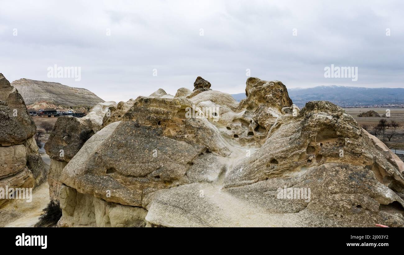 Geological formations and fairy chimneys in Cappadocia Turkey Stock ...