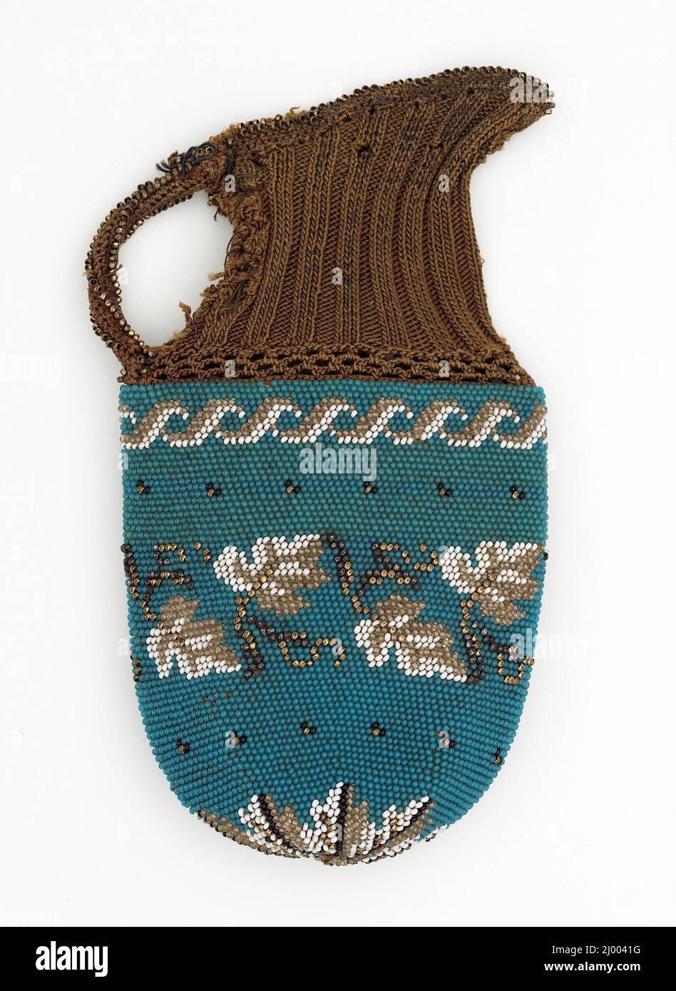 Woman's Coin Purse. Russia, circa 1817. Costumes; Accessories. Cotton, gold beads Stock Photo