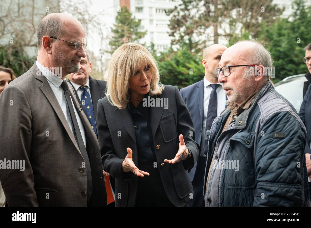 French President's wife Brigitte Macron and French Education, Youth and Sports Minister Jean