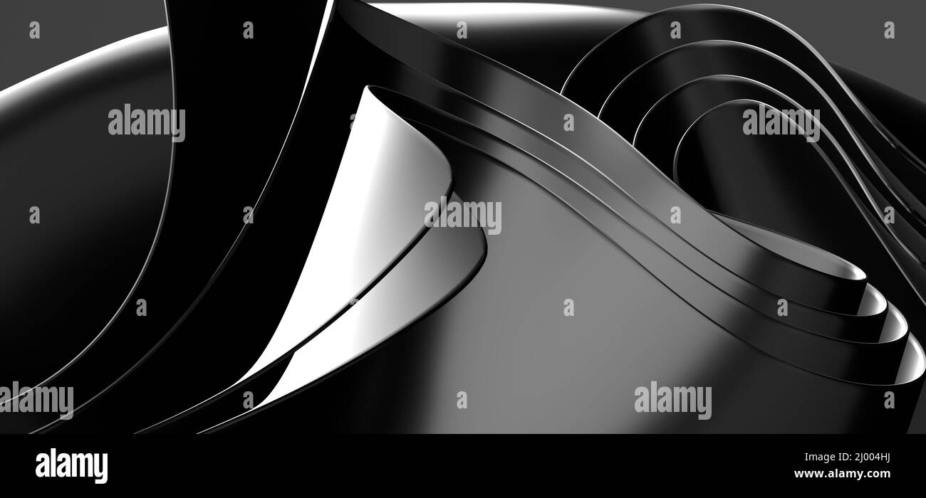 Digital render of a gray wave design on a black background Stock Photo ...
