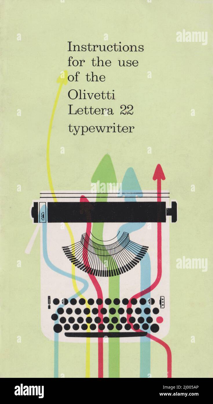 Olivetti Lettera 22 Typewriter Instruction Manual and Typing Guide (1950-1962) Front Cover Stock Photo