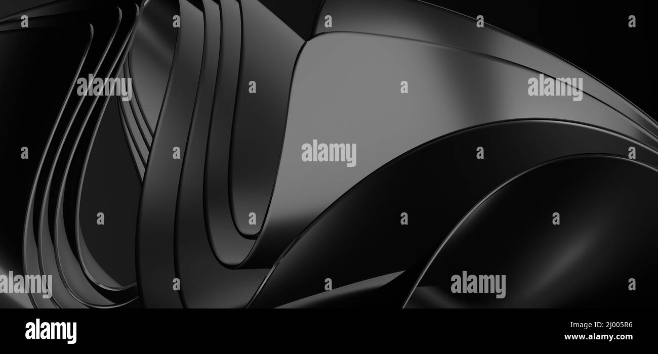 Digital render of a gray wave design on a black background Stock Photo ...